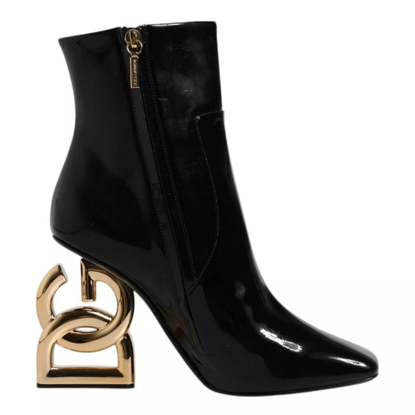 Schwarze Jackie Leder Mid Calf Stiefel Schuhe