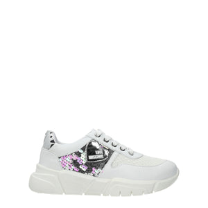 Chunky Sneakers aus weißem Stoff