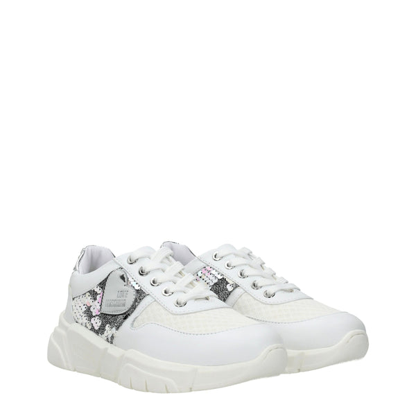 Chunky Sneakers aus weißem Stoff