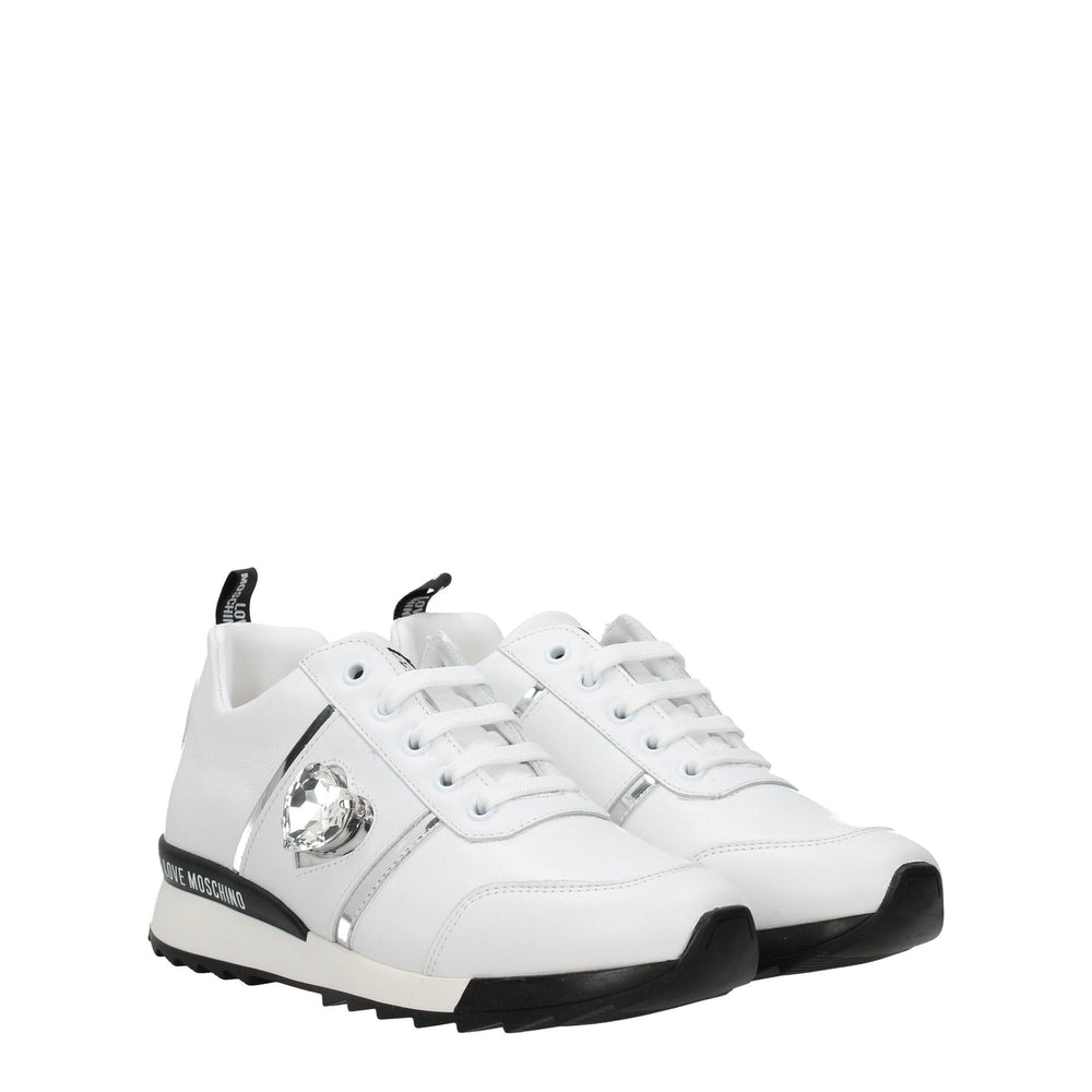 Weiße Leder-Sneaker mit niedrigem Schaft