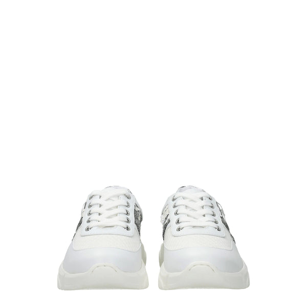 Chunky Sneakers aus weißem Stoff