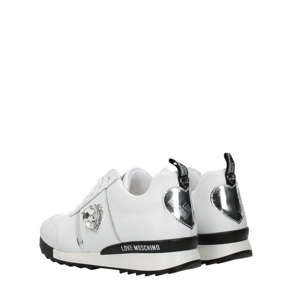 Weiße Leder-Sneaker mit niedrigem Schaft