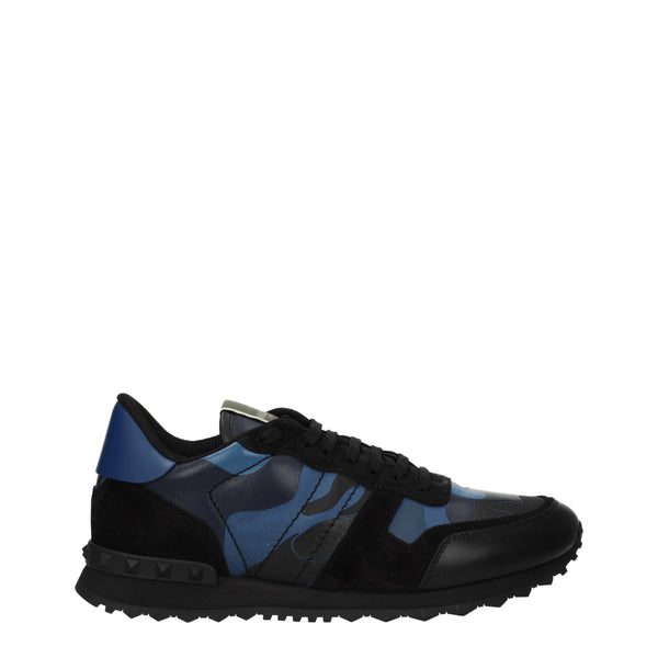 Blaue Leder-Sneakers mit niedrigem Schaft