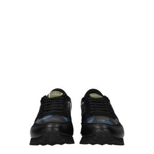 Blaue Leder-Sneakers mit niedrigem Schaft