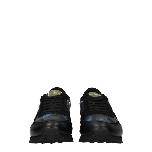 Blaue Leder-Sneakers mit niedrigem Schaft