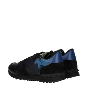 Blaue Leder-Sneakers mit niedrigem Schaft