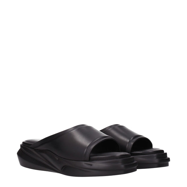 Elegante Leder-Hausschuhe in Schwarz