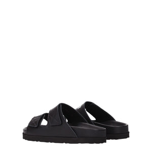 Elegante Leder-Hausschuhe in Schwarz