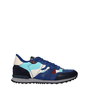 Blaue Leder Sportliche Turnschuhe