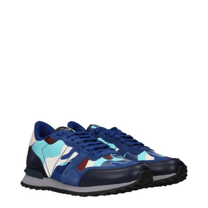 Blaue Leder Sportliche Turnschuhe