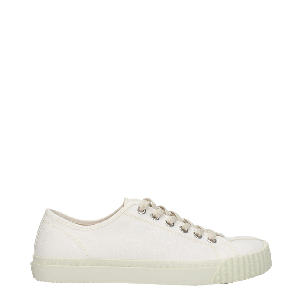 Weiße Stoff-Sneaker mit niedrigem Schaft