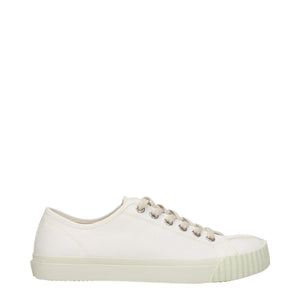 Weiße Stoff-Sneaker mit niedrigem Schaft