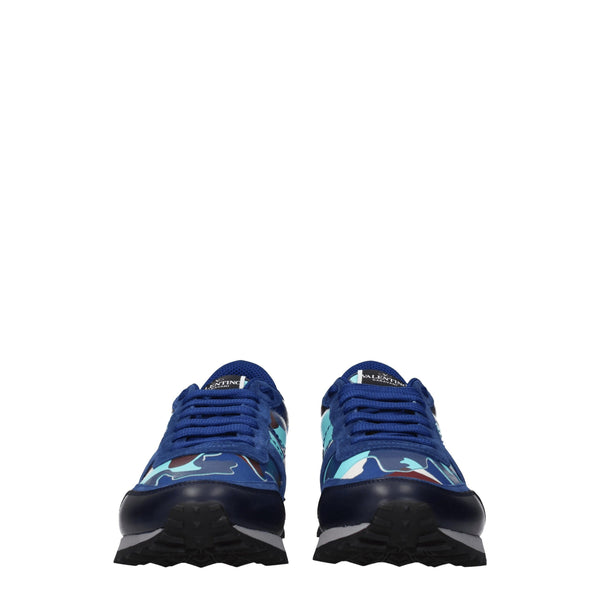 Blaue Leder Sportliche Turnschuhe
