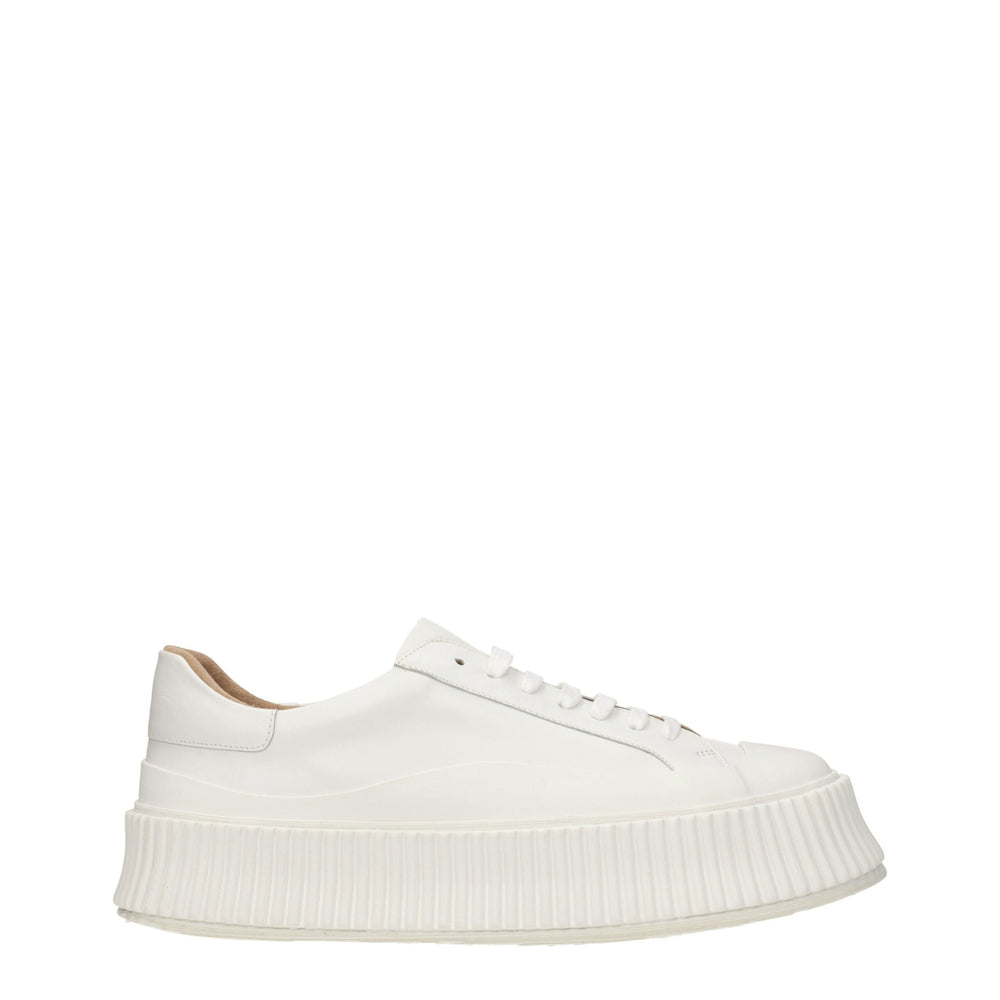 Weiße Leder Plateau Turnschuhe