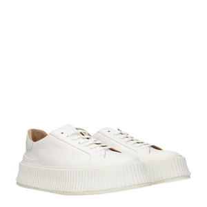 Weiße Leder Plateau Turnschuhe