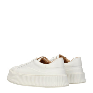 Weiße Leder Plateau Turnschuhe
