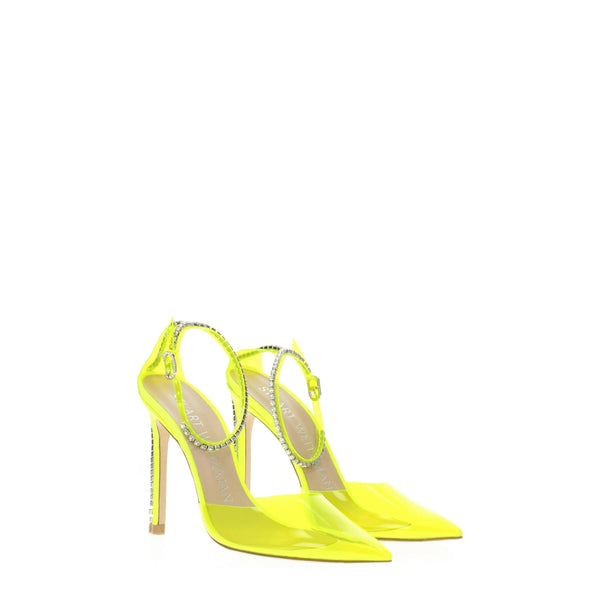 Gelbe PVC-Stilettosandalen