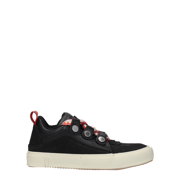 Schwarze Leder-Sneaker mit niedrigem Schaft