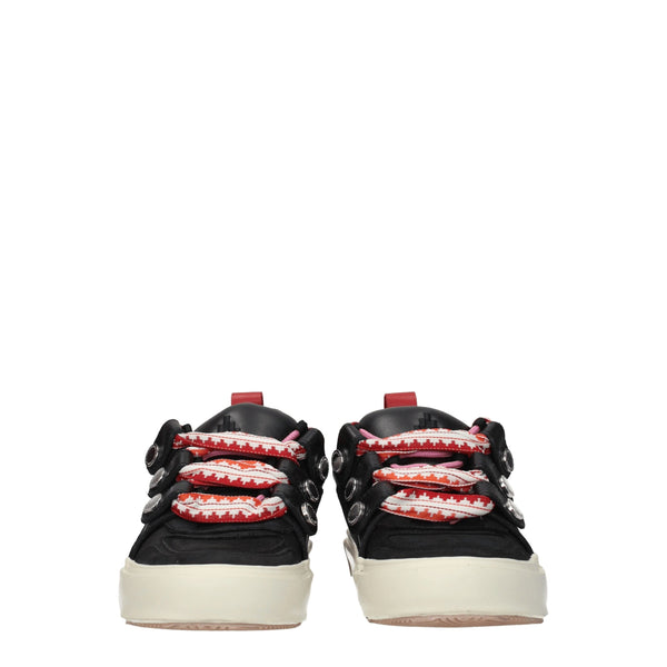 Schwarze Leder-Sneaker mit niedrigem Schaft