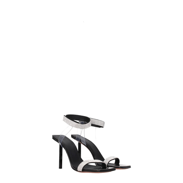Sandalen mit Stilettoabsatz und schwarzen Kristallen