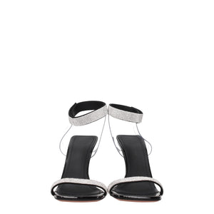 Sandalen mit Stilettoabsatz und schwarzen Kristallen