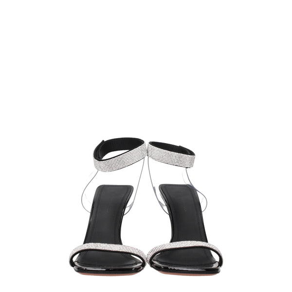 Sandalen mit Stilettoabsatz und schwarzen Kristallen