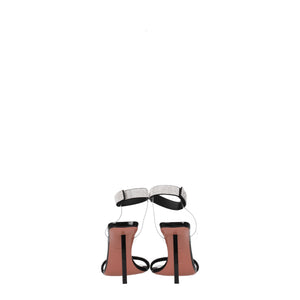 Sandalen mit Stilettoabsatz und schwarzen Kristallen