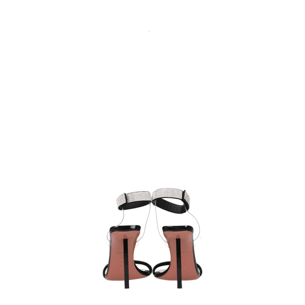Sandalen mit Stilettoabsatz und schwarzen Kristallen