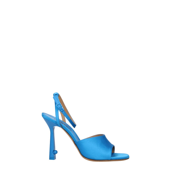 Blaue Satin-Stilettosandalen