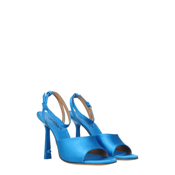 Blaue Satin-Stilettosandalen