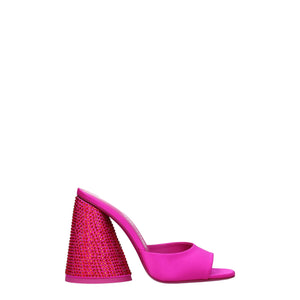 Satin-Sandalen mit Plateauabsatz in Rosa