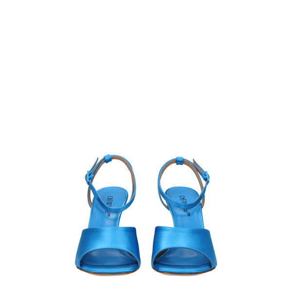 Blaue Satin-Stilettosandalen