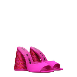 Satin-Sandalen mit Plateauabsatz in Rosa