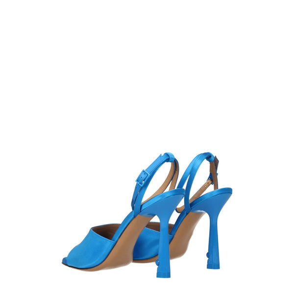Blaue Satin-Stilettosandalen