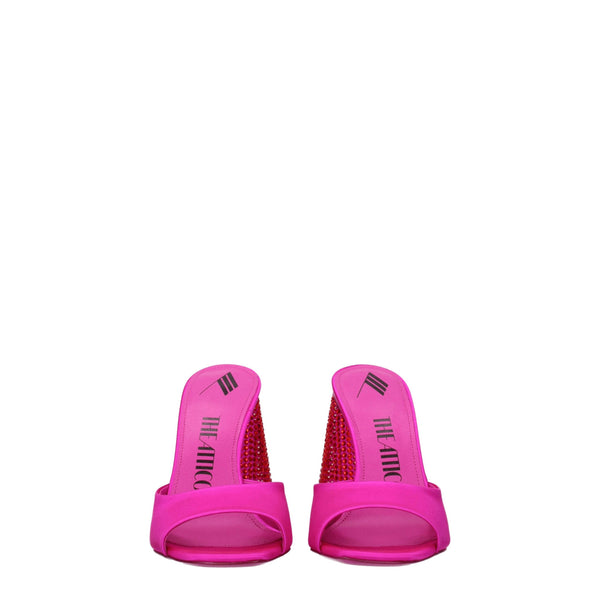Satin-Sandalen mit Plateauabsatz in Rosa
