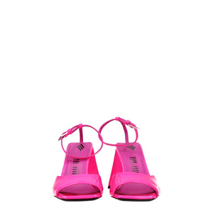 Pinke Leder-Stilettosandalen