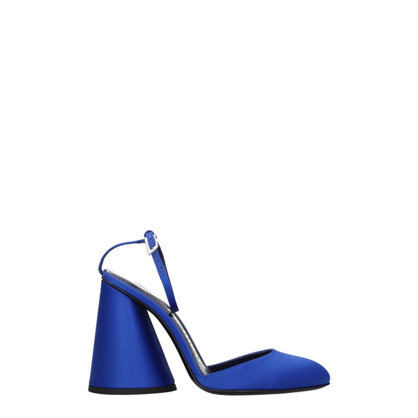 Blaue Satin-Plateau-Sandalen