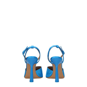 Blaue Satin-Stilettosandalen
