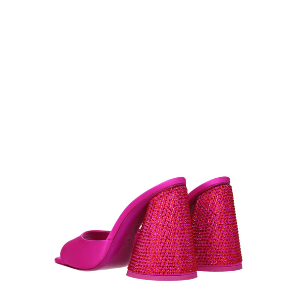 Satin-Sandalen mit Plateauabsatz in Rosa