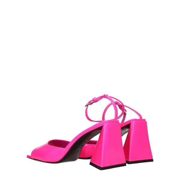 Pinke Leder-Stilettosandalen