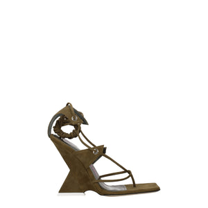 Grüne Flip-Flop-Sandalen aus Leder