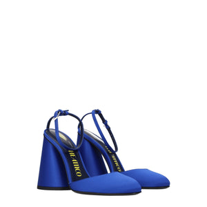 Blaue Satin-Plateau-Sandalen