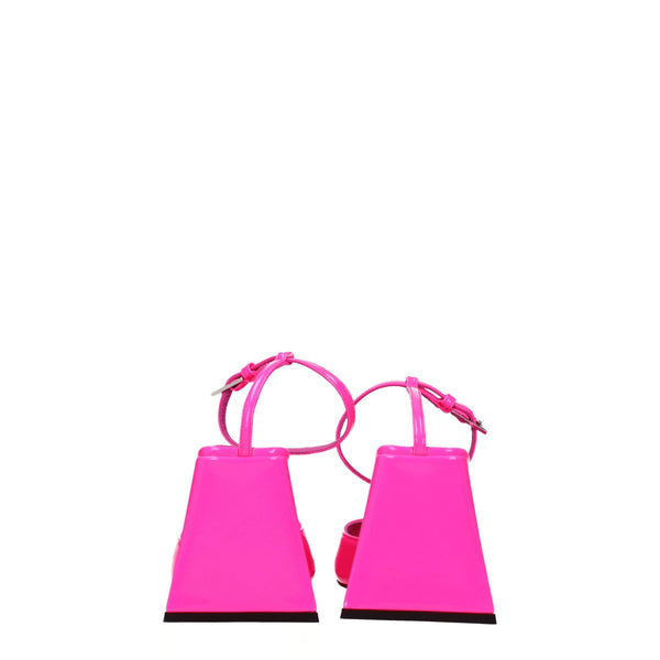 Pinke Leder-Stilettosandalen