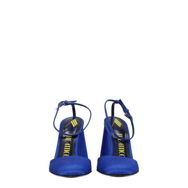 Blaue Satin-Plateau-Sandalen