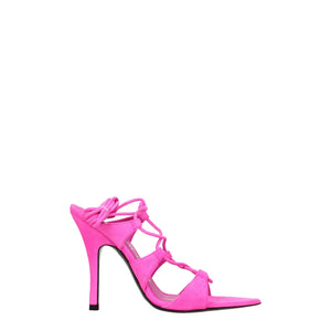 Pinke Leder-Stilettosandalen