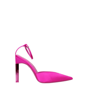 Pinke Satin Sandalen mit Stiletto-Absatz
