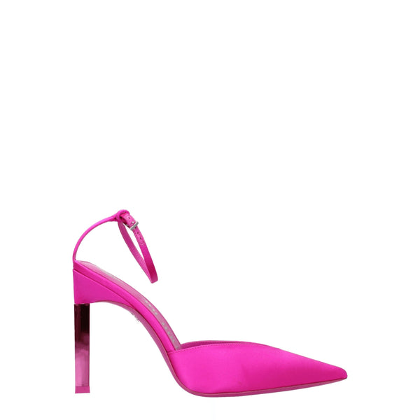 Pinke Satin Sandalen mit Stiletto-Absatz