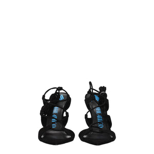 Schwarze Leder-Stilettosandalen