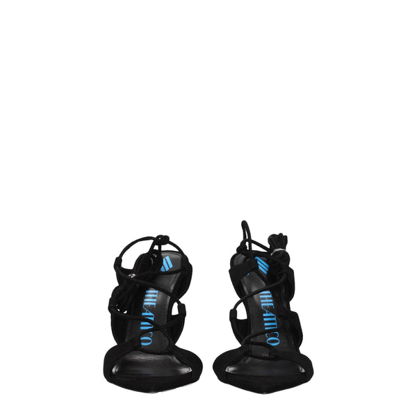 Schwarze Leder-Stilettosandalen