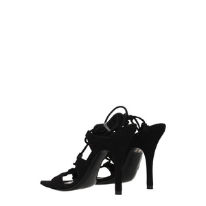 Schwarze Leder-Stilettosandalen